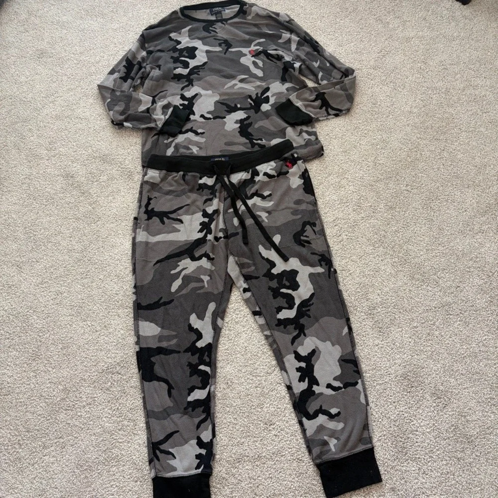 Polo Ralph Lauren Mens Camouflage Waffle Knit Thermal Sleepwear Pajama Set XL